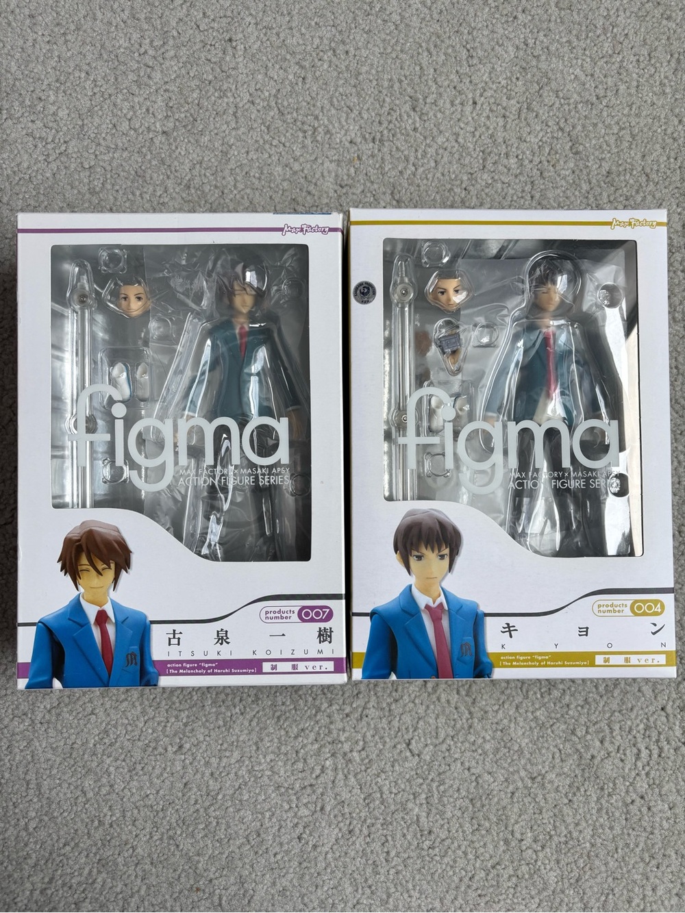 Figma Anime Action Figure Set - Kyon & Koizumi Itsuki + display base set